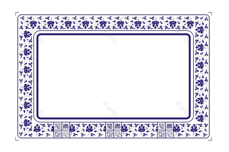 边框图片,复古边框元素,蓝色PNG,简约免抠素材